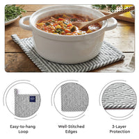 Cotton Ticking Black Oven Glove & Pot Holder