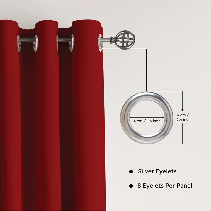 Canvas Deep Red Curtain (Pack of 1)