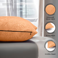 Embossed Velvet Peach Cushion Cover (Pack of 2)