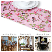 Blackout Polyester Dusty Pink Birds Table Runner (Pack of 1)