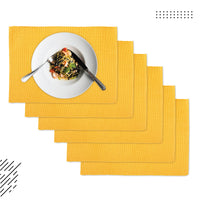 Ribbed Cotton Yellow Placemat (Pack of 6)