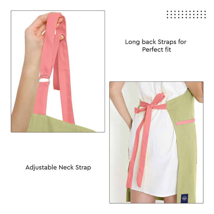 Yarn Dyed Cotton Sage & Coral Apron (Pack of 1)