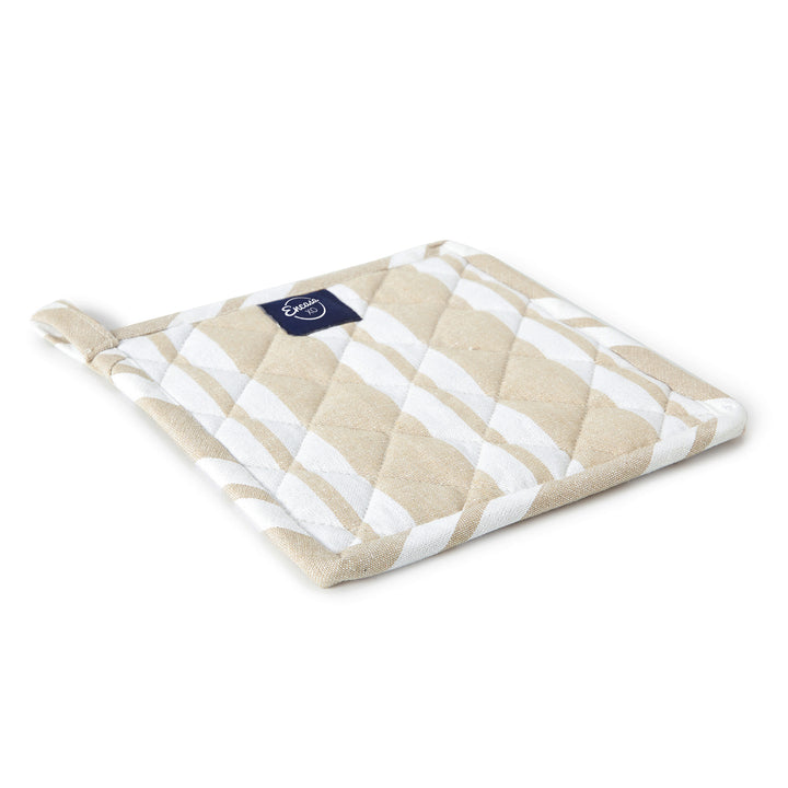 Cotton Franca Beige Stripes Pot Holders (Pack of 2)