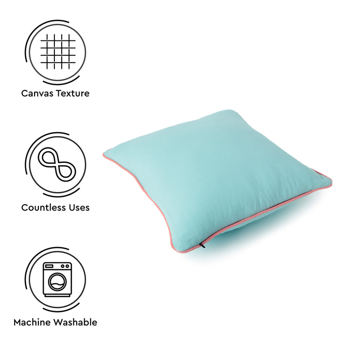 Cotton Egg Blue+Coral Cushion Cover (Pack of 2)