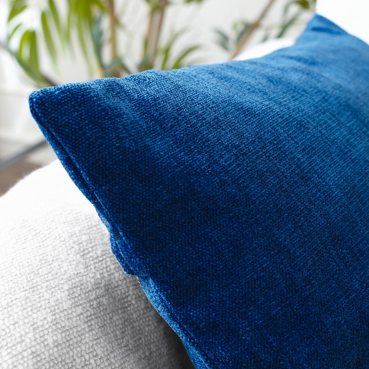 Chenille Solid Royal Blue Cushion Cover (Pack of 1)