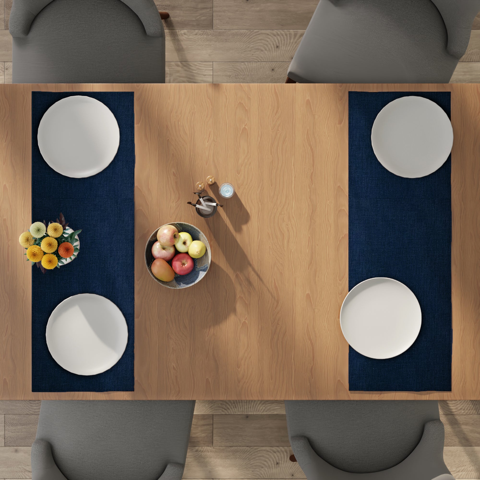 Chenille Navy Blue Table Runner
