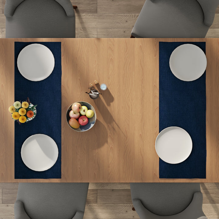 Chenille Navy Blue Table Runner