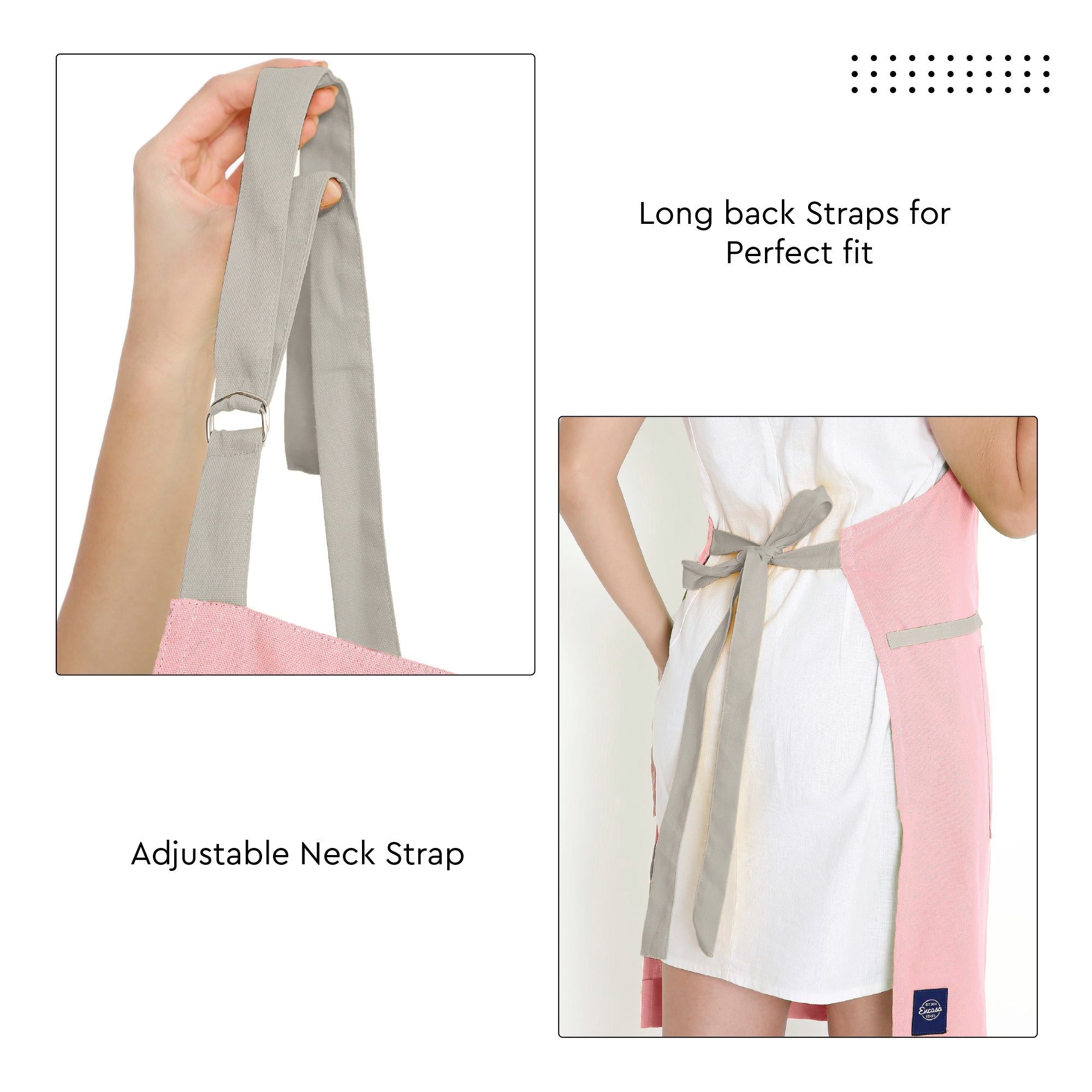 Yarn Dyed Cotton Light Pink & Light Grey Apron