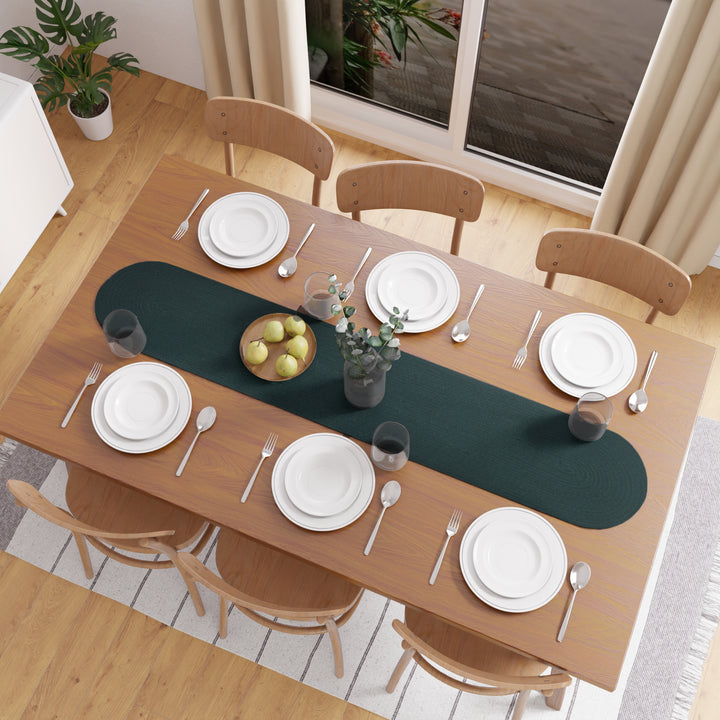 Cotton Dark Green Table Runner (Pack of 1)