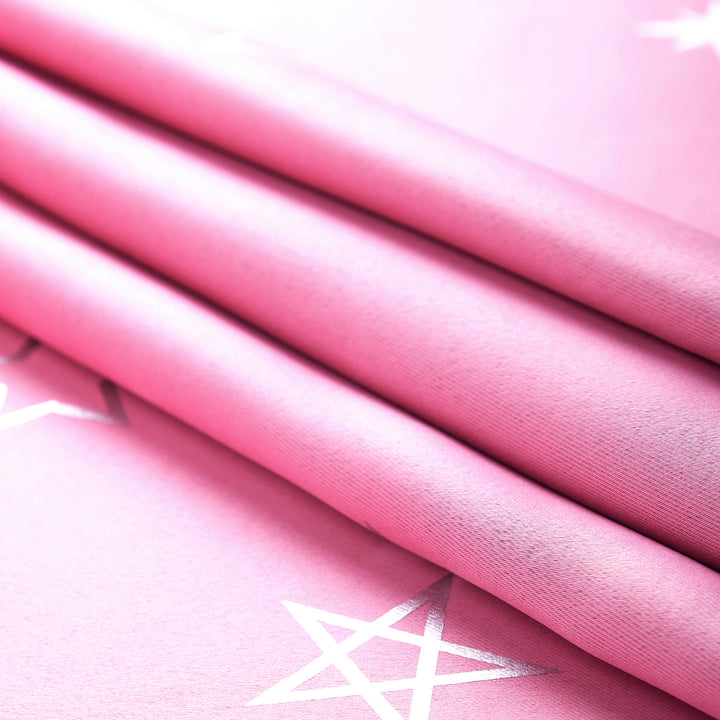 Blackout Polyester Fabric by Meter, 100x122 cm | Blocks Light, Heat & Noise, For Curtains, Cushion Covers, Door & Window Drapes - Foil Star Print