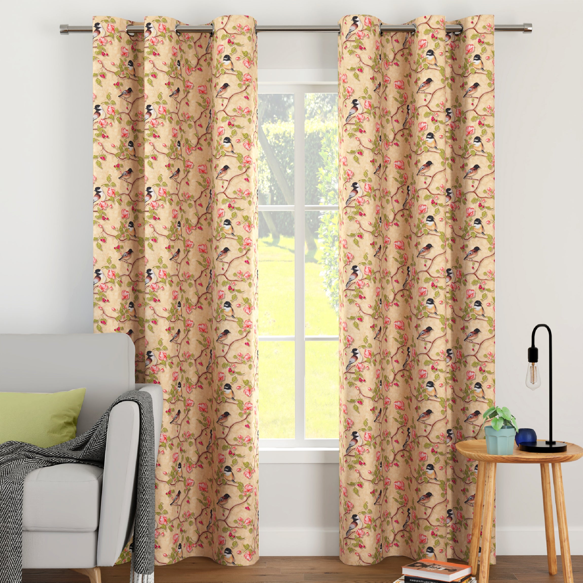 Blackout Polyester Fabric - by The Meter - 100 x 117 cm - Floral Digital Print - Blocks Light, Sound & Heat - Perfect for Blackout Blinds, Door Curtains, Window