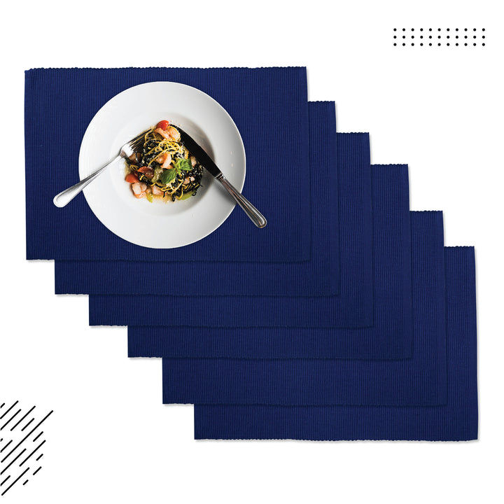 Cotton Solid Blue Placemat (Pack of 6)
