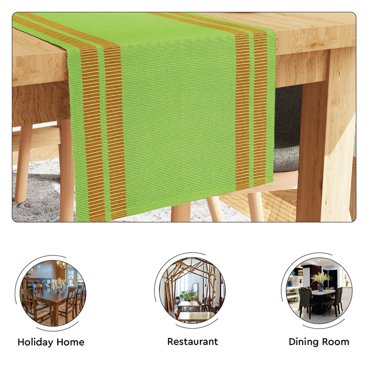 Cotton Ladder Green Table Runner (Pack of 1)
