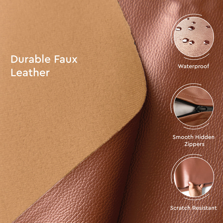 PVC Leather Tan Cushion Cover (Pack of 1)