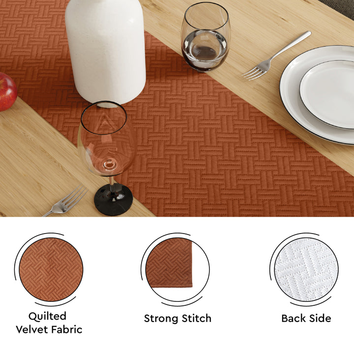 Quilted Velvet Orange Table Runner