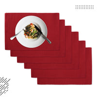 Cotton Solid Red Placemat (Pack of 6)