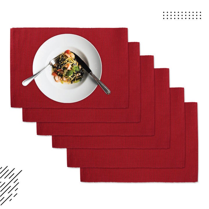 Cotton Solid Red Placemat (Pack of 6)