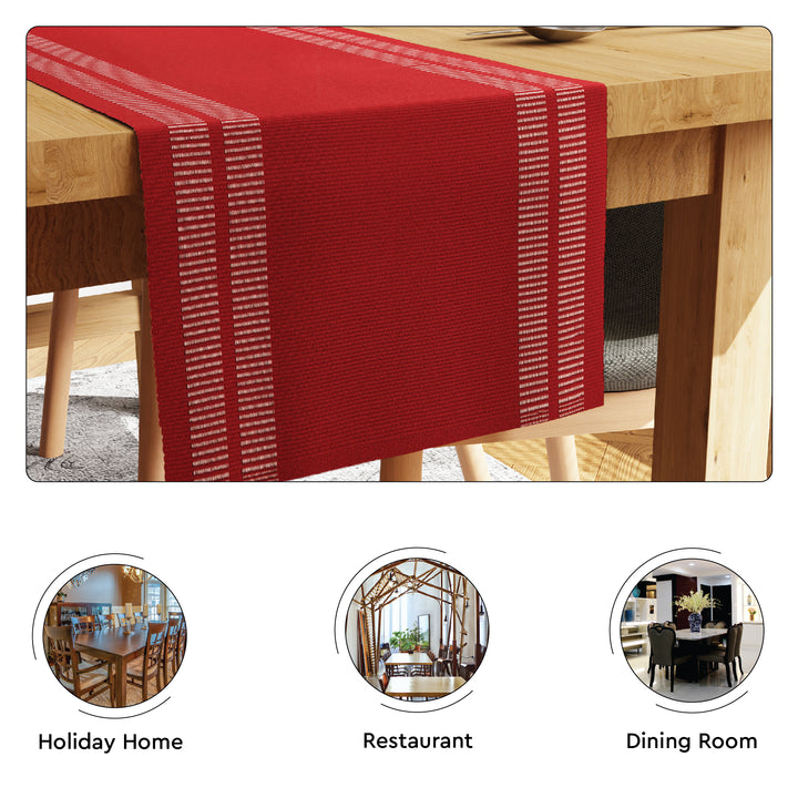 Cotton Ladder Red Table Runner (Pack of 1)