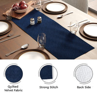 Quilted Velvet Navy Blue Table Runner