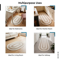 Reversible Round Rug Handwoven Natural Fiber Carpet Braided Area Rug | Neutral Boho Rug for Living Room, Bedroom, Nursery | Washable Area Rug Two Tone
