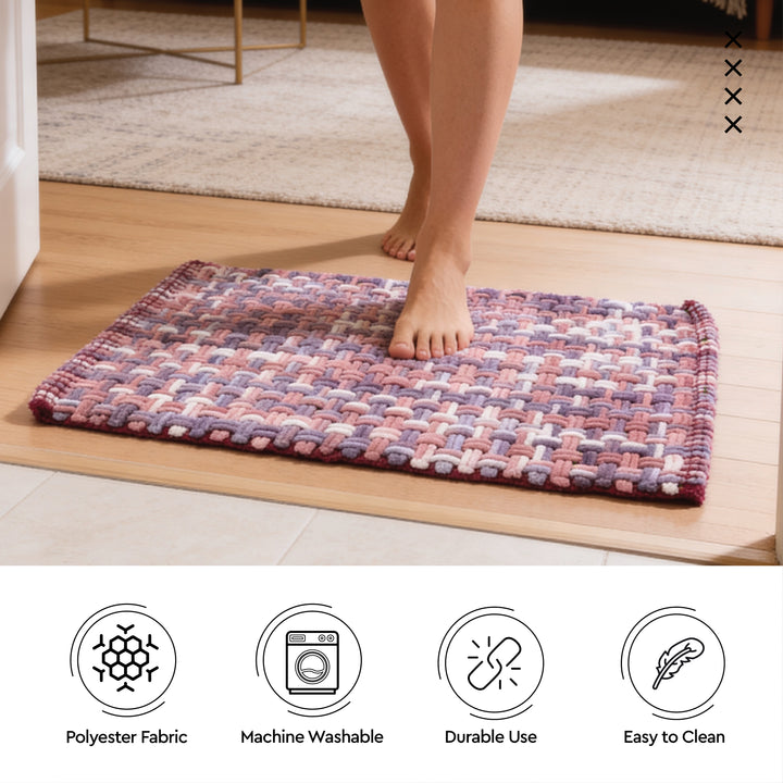 Cotton Multicolor Bathmat (Pack of 1)