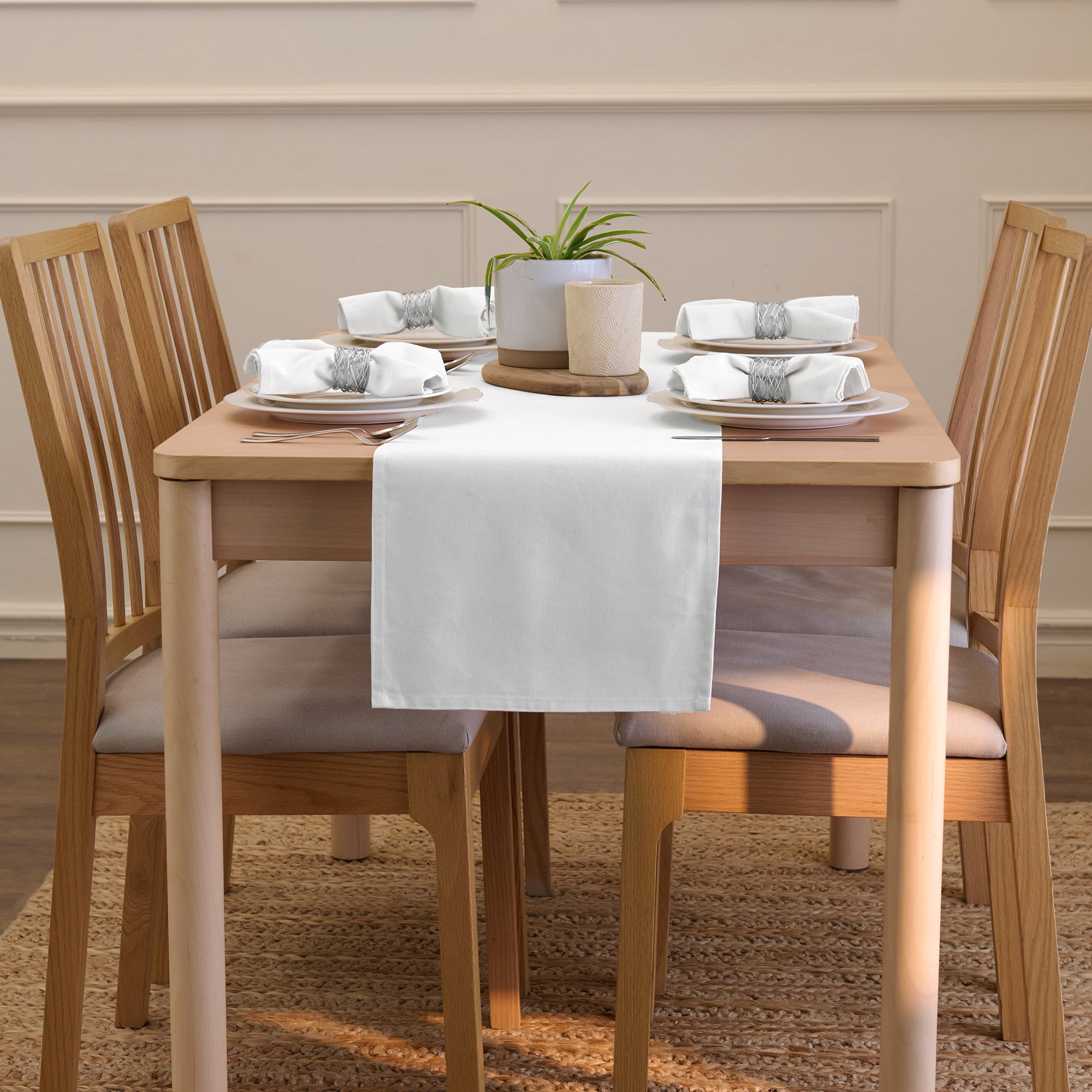 Cotton White Table Runner (Pack of 1)