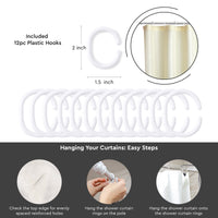 Polyester ZZ Cream Combo Shower Curtain + Bathmat (Pack of 3)