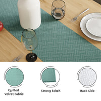 Quilted Velvet Aqua Table Runner
