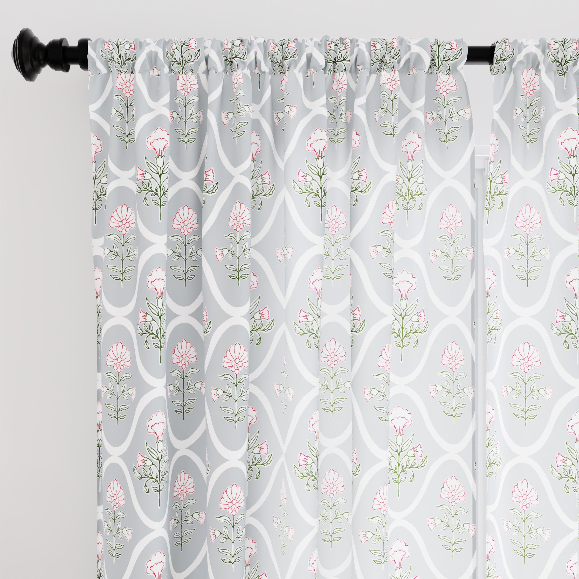 Polyester Light Grey Curtain (Pack of 2)