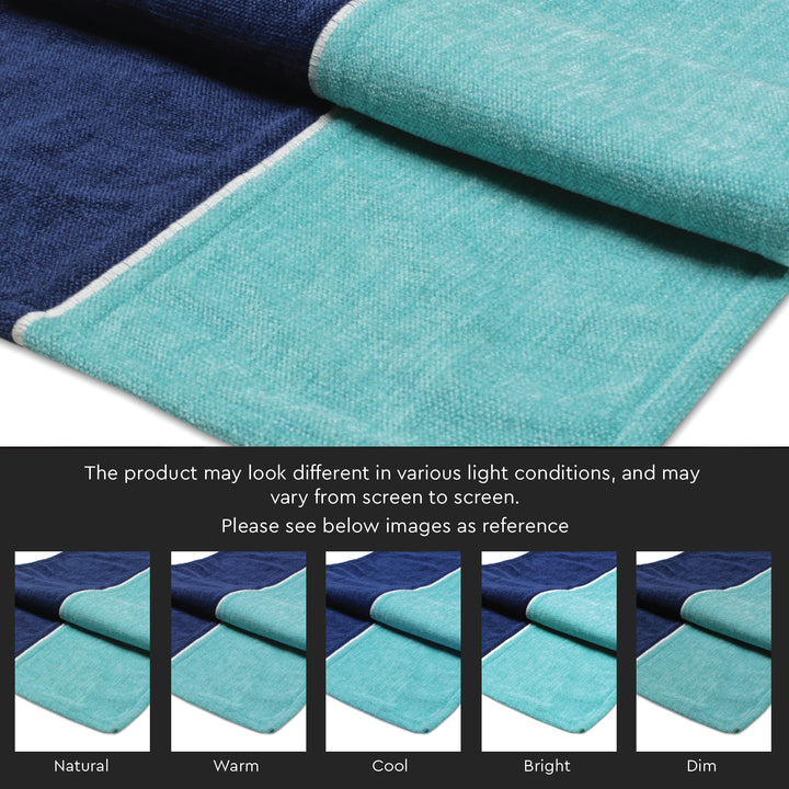 Cotton Turq & Royal Blue Table Runner (Pack of 1)