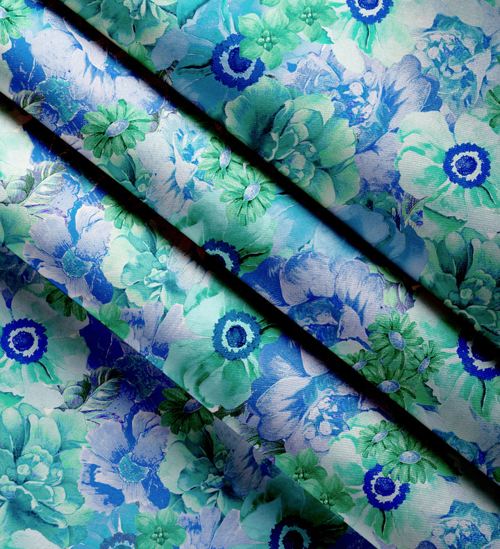 Blackout Polyester F2 Blue Curtain (Pack of 2)