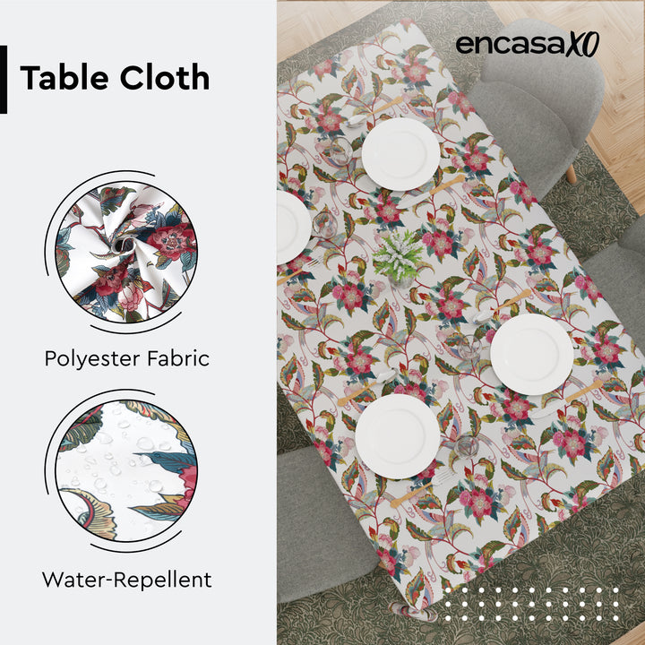 Polyester Chintz Red Table Cloth (Pack of 1)