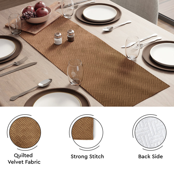 Quilted Velvet Tan Table Runner
