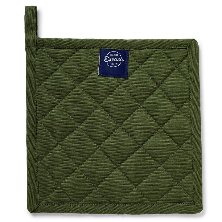 Yarn Dyed Cotton Leaf Green Potholder (Pack of 4)