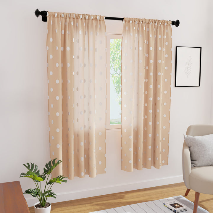 Polyester Dollar Beige Curtain (Pack of 2)