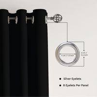 Canvas Jet Black Curtain (Pack of 1)