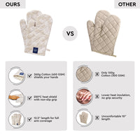 Cotton Beige Oven Gloves (Pack of 2)
