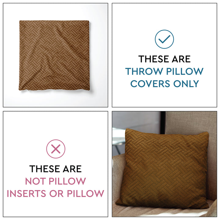 Quilted Velvet Brown Cushion Cover (Pack of 2)