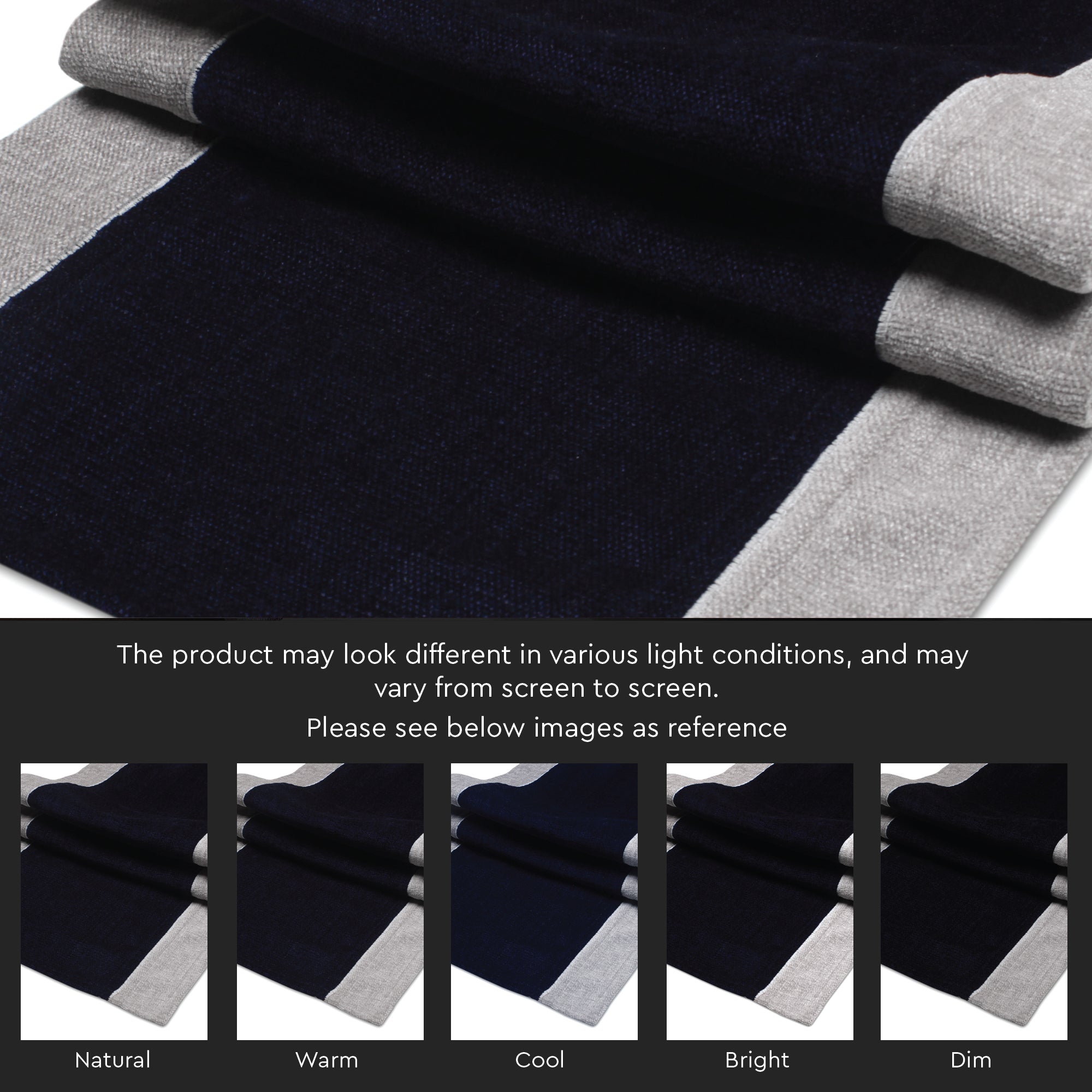 Cotton Grey & Blue Table Runner (Pack of 1)