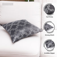 Blackout Polyester Trellis Grey Cushion Cover (Pack of 2)