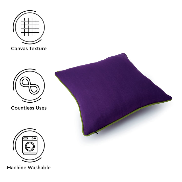 Cotton Lime Green with purple Cushion Cover (Pack of 2)