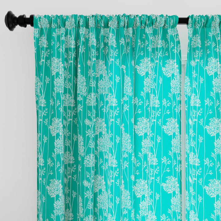 Polyester Blotch Teal Curtain (Pack of 2)