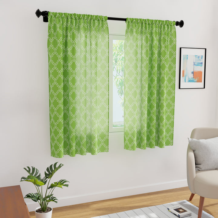 Polyester Trellis Greenery Curtain (Pack of 2)