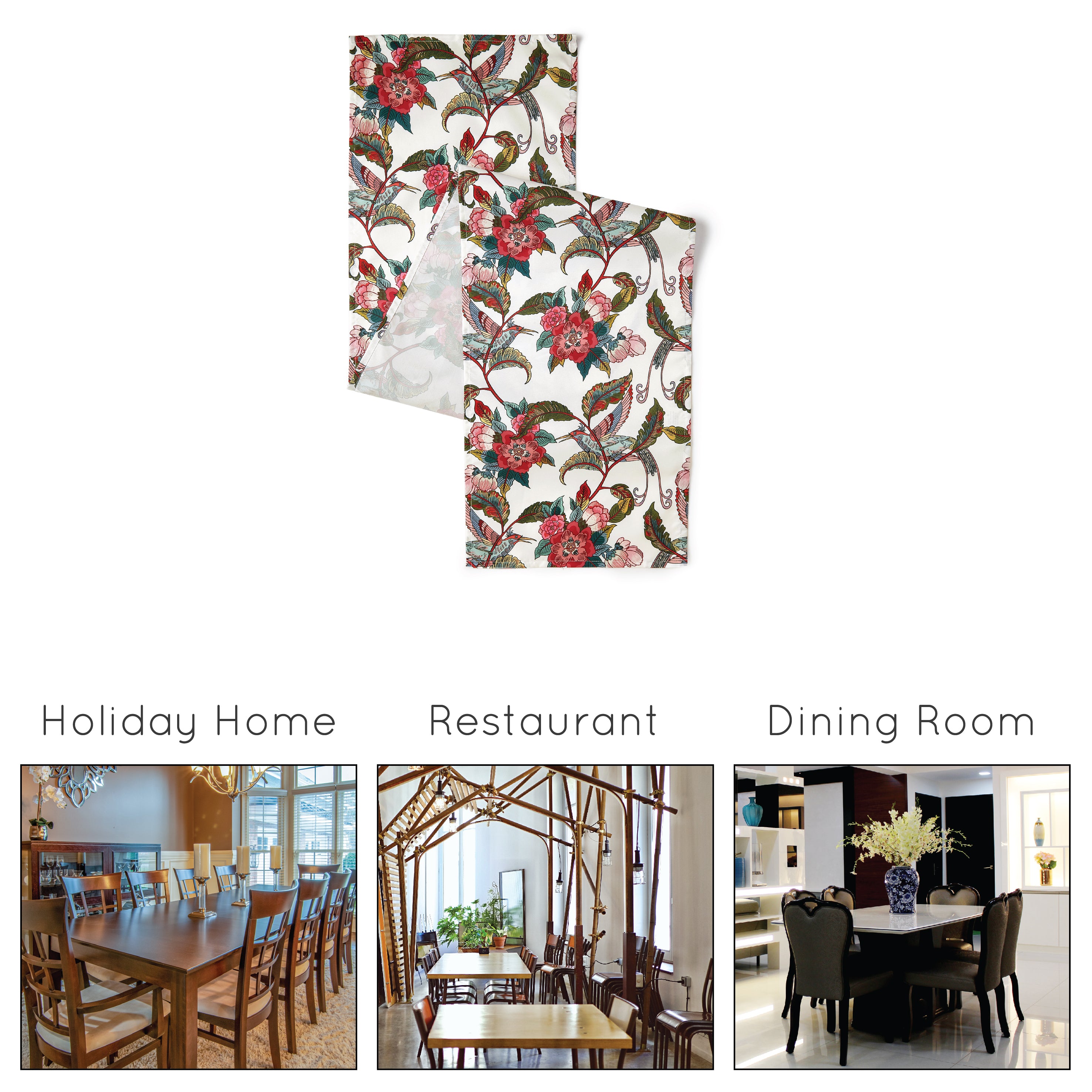 Water Repellent Polyester Chintz Red Table Runner
