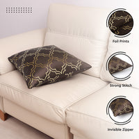 Blackout Polyester Trellis Coffee Cushion Cover (Pack of 2)