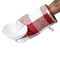 Cotton Buffalo Red Checks Oven Gloves (Pack of 2)