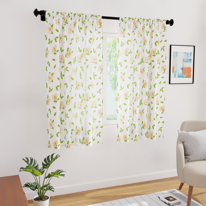 Polyester Hibiscus 2 Curtain (Pack of 2)