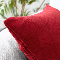 Chenille Solid Scarlet Red Cushion Cover (Pack of 1)
