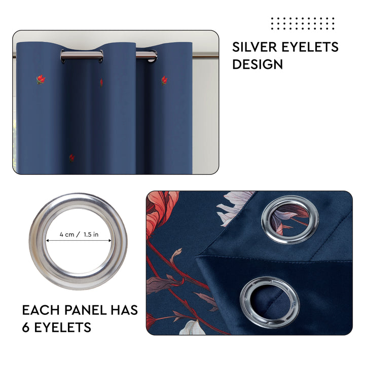 Blackout Polyester J2 Blue Curtain (Pack of 2)
