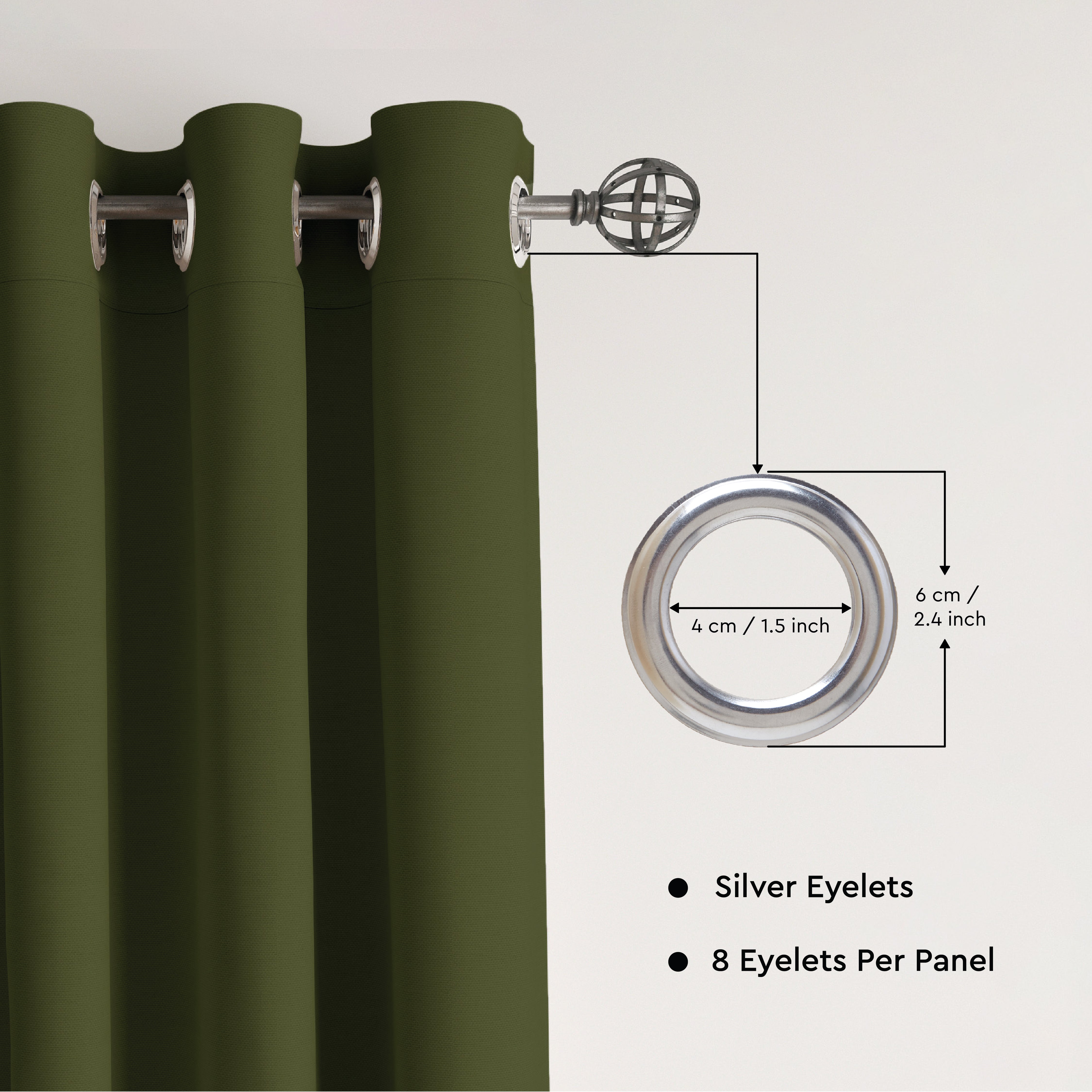 Canvas Leaf Green Curtain (Pack of 1)